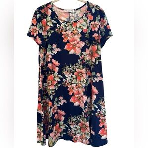 Jamie & Layla Floral Navy Pink Dress L